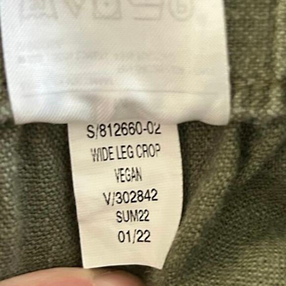 Banana Republic Women Wide Leg Crop Pants Linen Baggy Boho Army Green Medium - Picture 8 of 8